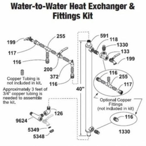 Central Boiler Water to Water 33" Heat Exchanger Sidearm w/ Include Fittings Kit