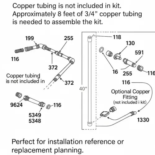 Sidearm Fittings Kit Install for Central Boiler Kit (SIDEARM NOT INC.) 2053