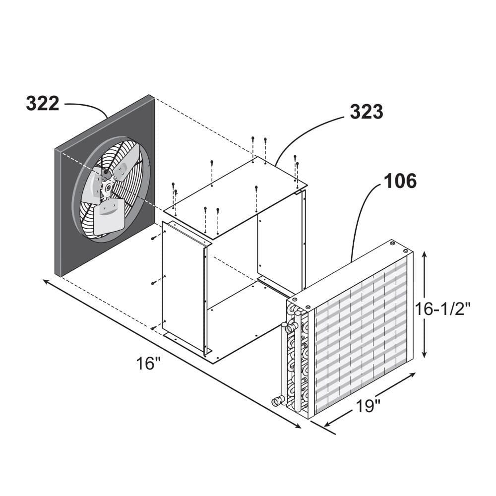 100K Btu Suspended Space Heater Transition Cabinet (P/N 323)