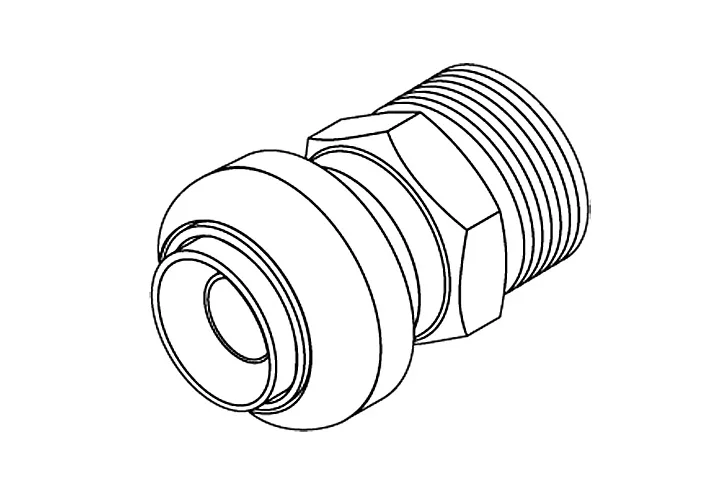 Push-fit Male Adapter: 1" x 3/4" MPT (P/N 612)